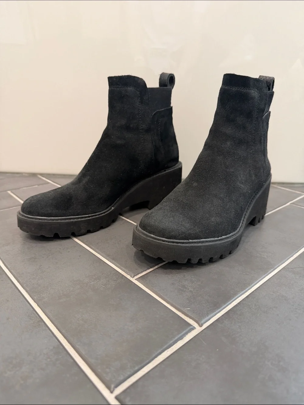 Dolce Vita Black Suede Lug-Sole Chelsea Bootie - Women